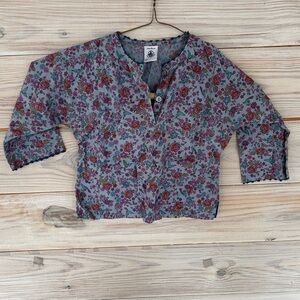 Petit Bateau Floral Long Sleeve Top Toddler 2Y | French Kids Blouse